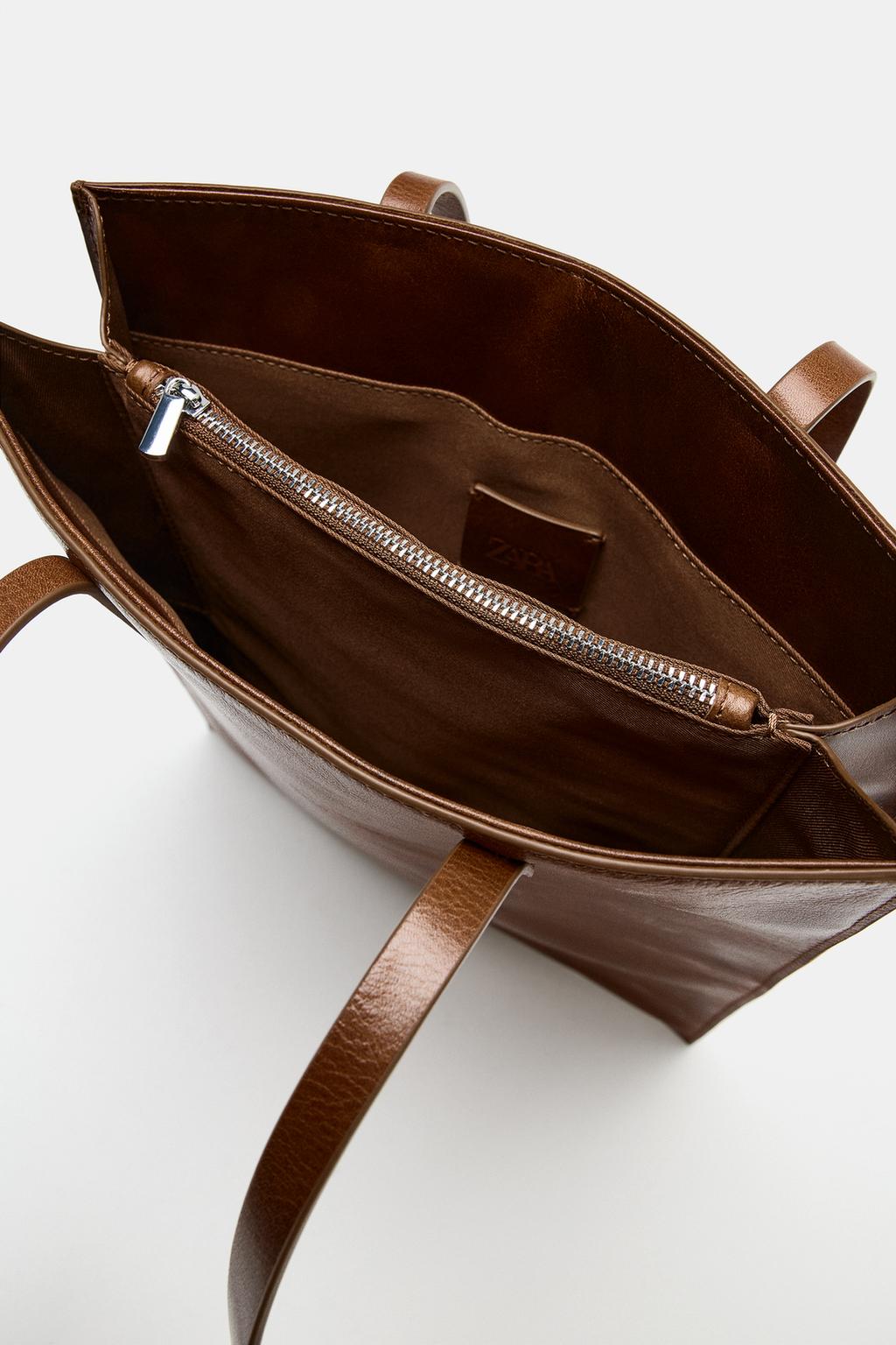 КОЖАНАЯ СУМКА-ШОПЕР С РУЧКАМИ