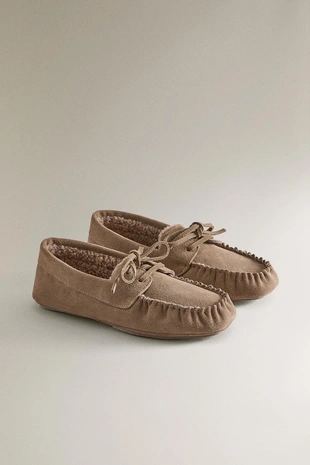 Теплые кожаные мокасины- Заказать в России