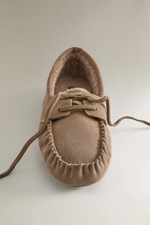 Теплые кожаные мокасины- Заказать в России