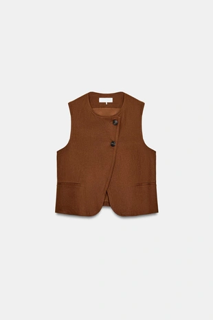 Двубортный жилет изо льна- Заказать в России