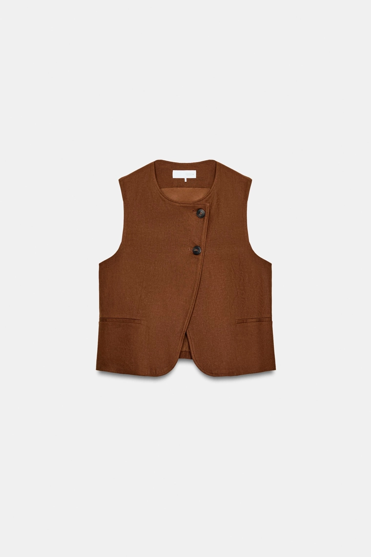 Жилет с завязкой из льняной смеси
