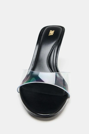 Виниловые босоножки на каблуке- Заказать в России