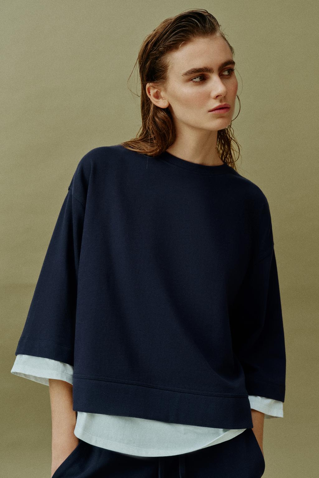 КОМБИНИРОВАННАЯ ТОЛСТОВКА С ДЛИННЫМИ РУКАВАМИ