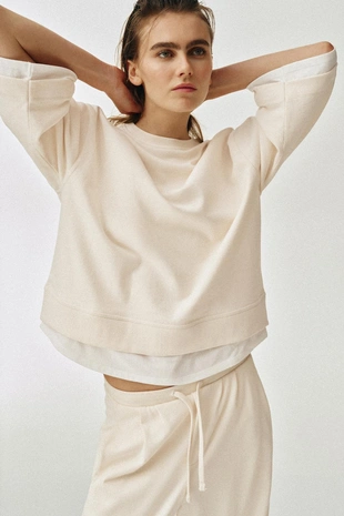 Комбинированная толстовка с длинными рукавами- Заказать в России