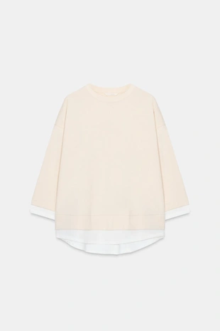 Комбинированная толстовка с длинными рукавами- Заказать в России