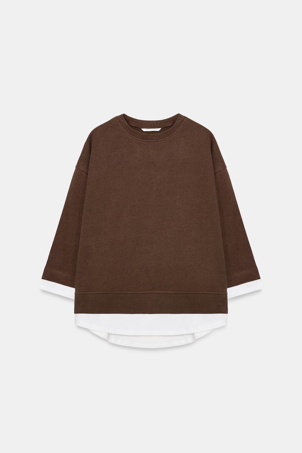 КОМБИНИРОВАННАЯ ТОЛСТОВКА С ДЛИННЫМИ РУКАВАМИ