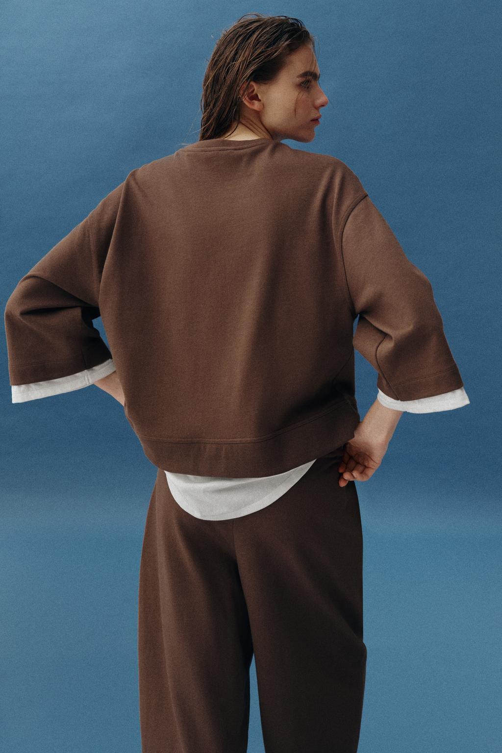 КОМБИНИРОВАННАЯ ТОЛСТОВКА С ДЛИННЫМИ РУКАВАМИ