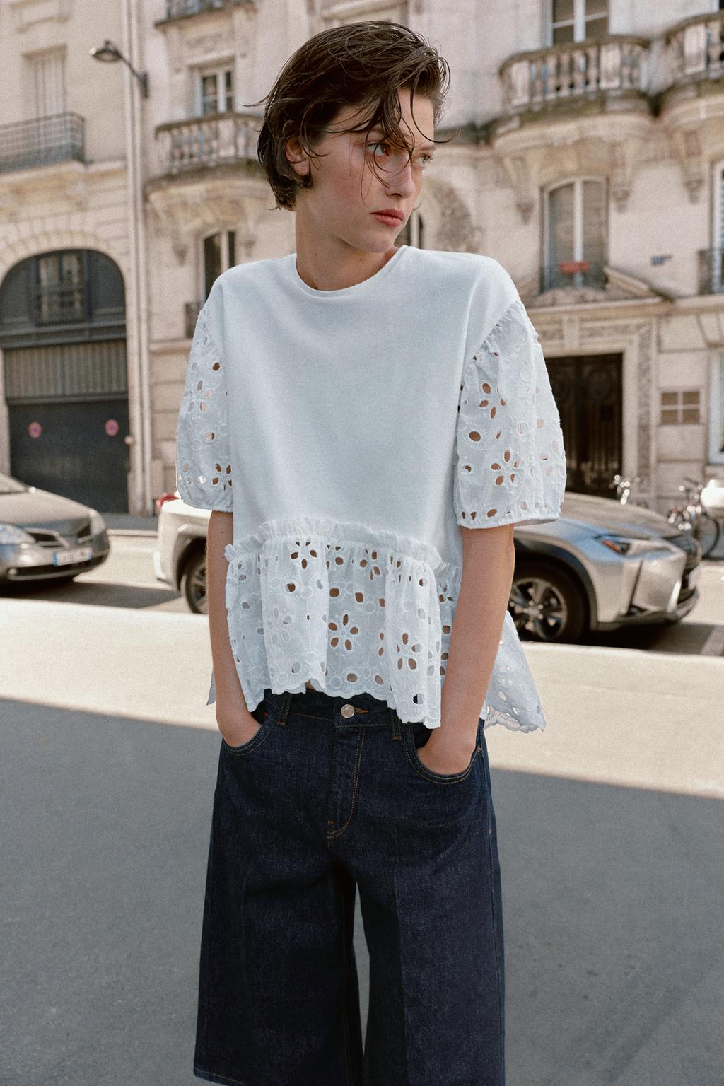 ФУТБОЛКА С КОРОТКИМИ РУКАВАМИ И ВЫШИВКОЙ