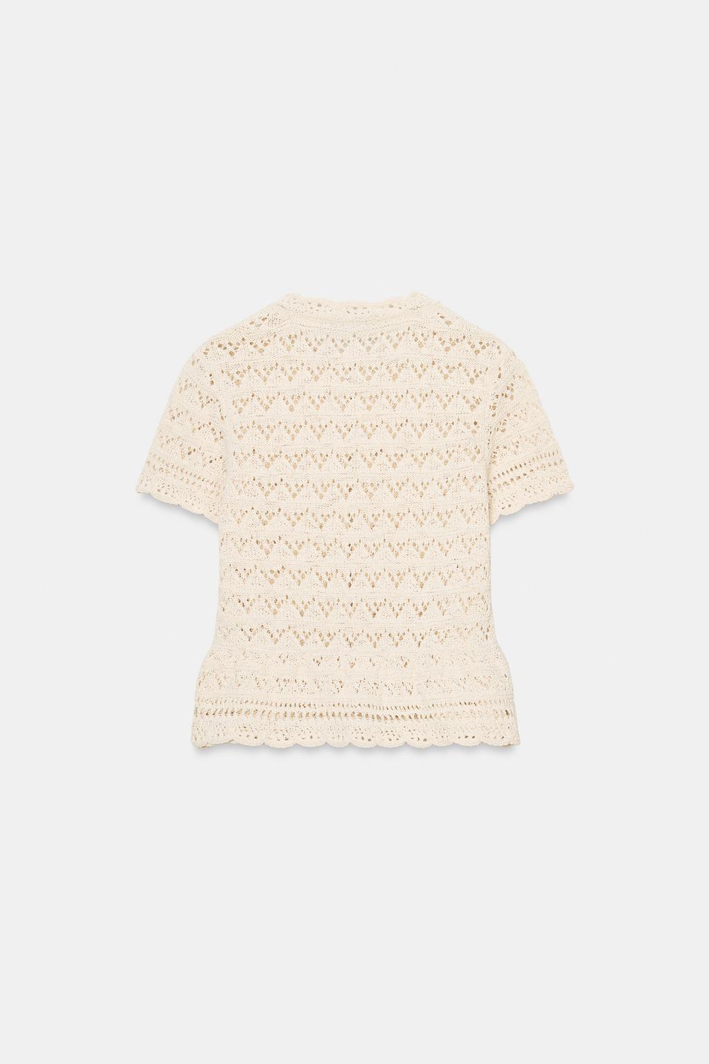 КАРДИГАН С КОРОТКИМИ РУКАВАМИ И АЖУРНОЙ ВЯЗКОЙ