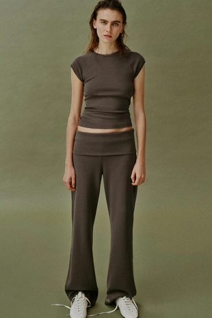 Брюки из ткани интерлок с эффектом потертости- Заказать в России