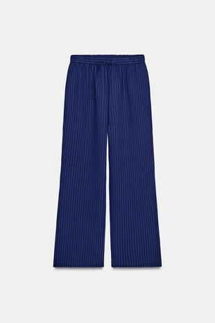 Брюки в пижамном стиле с текстурой — коллекция Zara «Zw»- Заказать в России