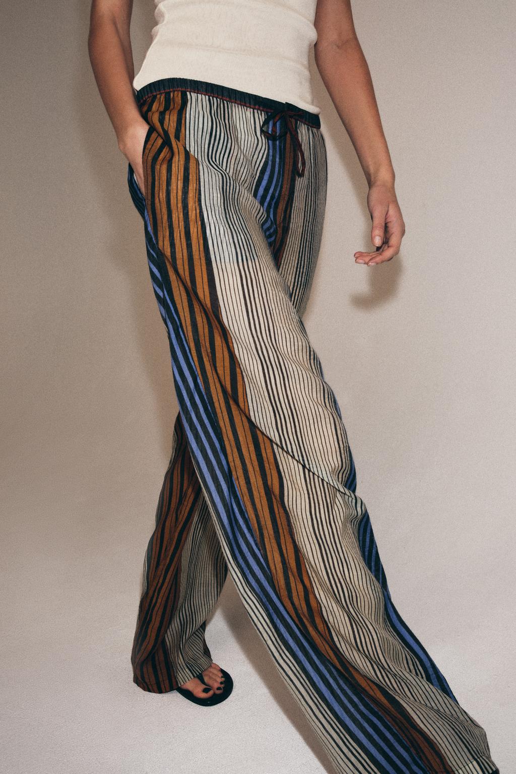 БРЮКИ В ПОЛОСКУ В ПИЖАМНОМ СТИЛЕ — коллекция Zara «ZW»