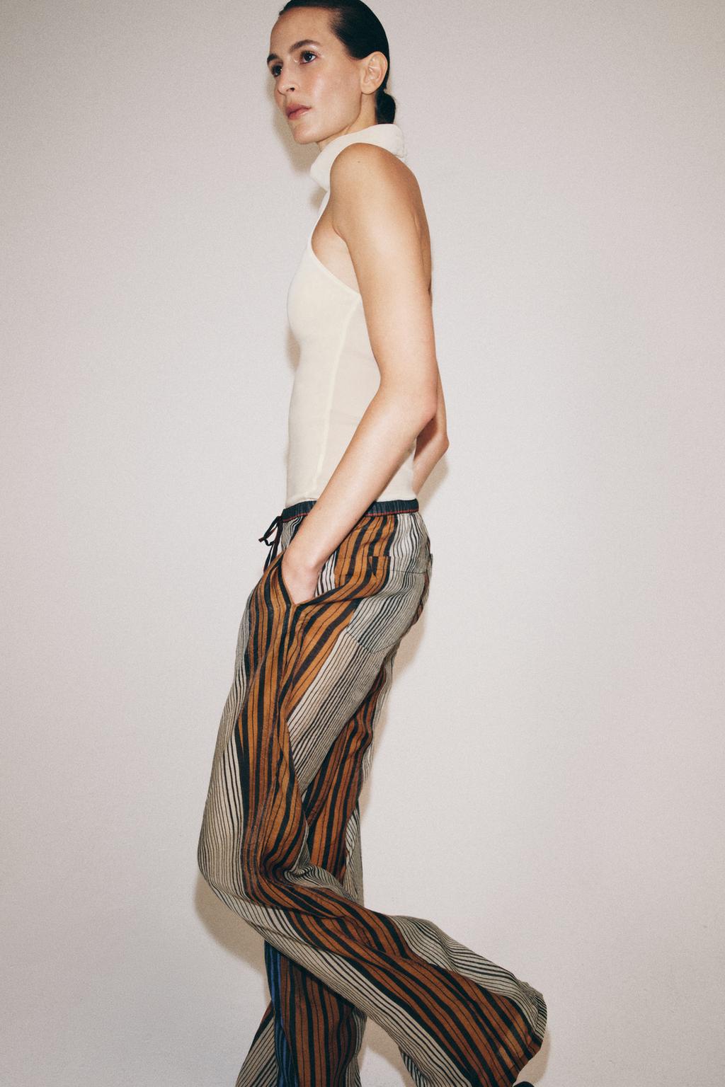 БРЮКИ В ПОЛОСКУ В ПИЖАМНОМ СТИЛЕ — коллекция Zara «ZW»