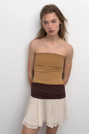 Комбинированное платье в горошек- Заказать в России