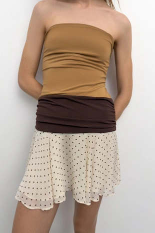 Комбинированное платье в горошек- Заказать в России