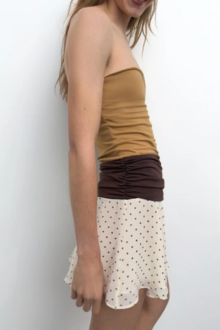 Комбинированное платье в горошек- Заказать в России