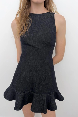 Джинсовое платье Trf с воланами- Заказать в России