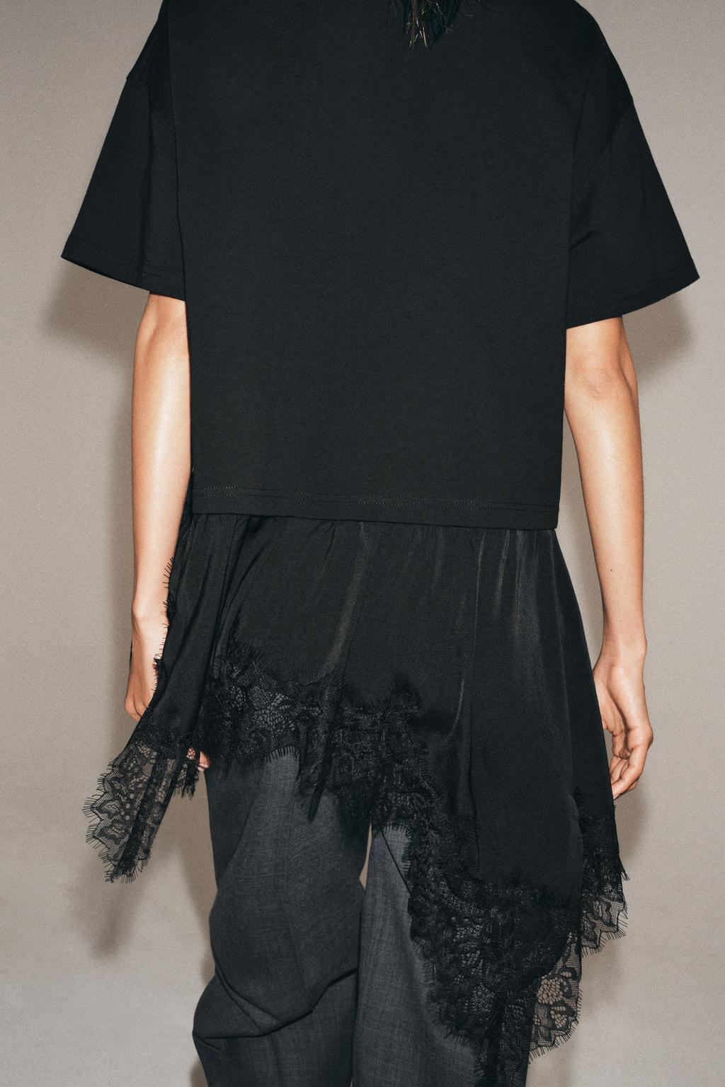 КОМБИНИРОВАННАЯ ФУТБОЛКА С КРУЖЕВОМ