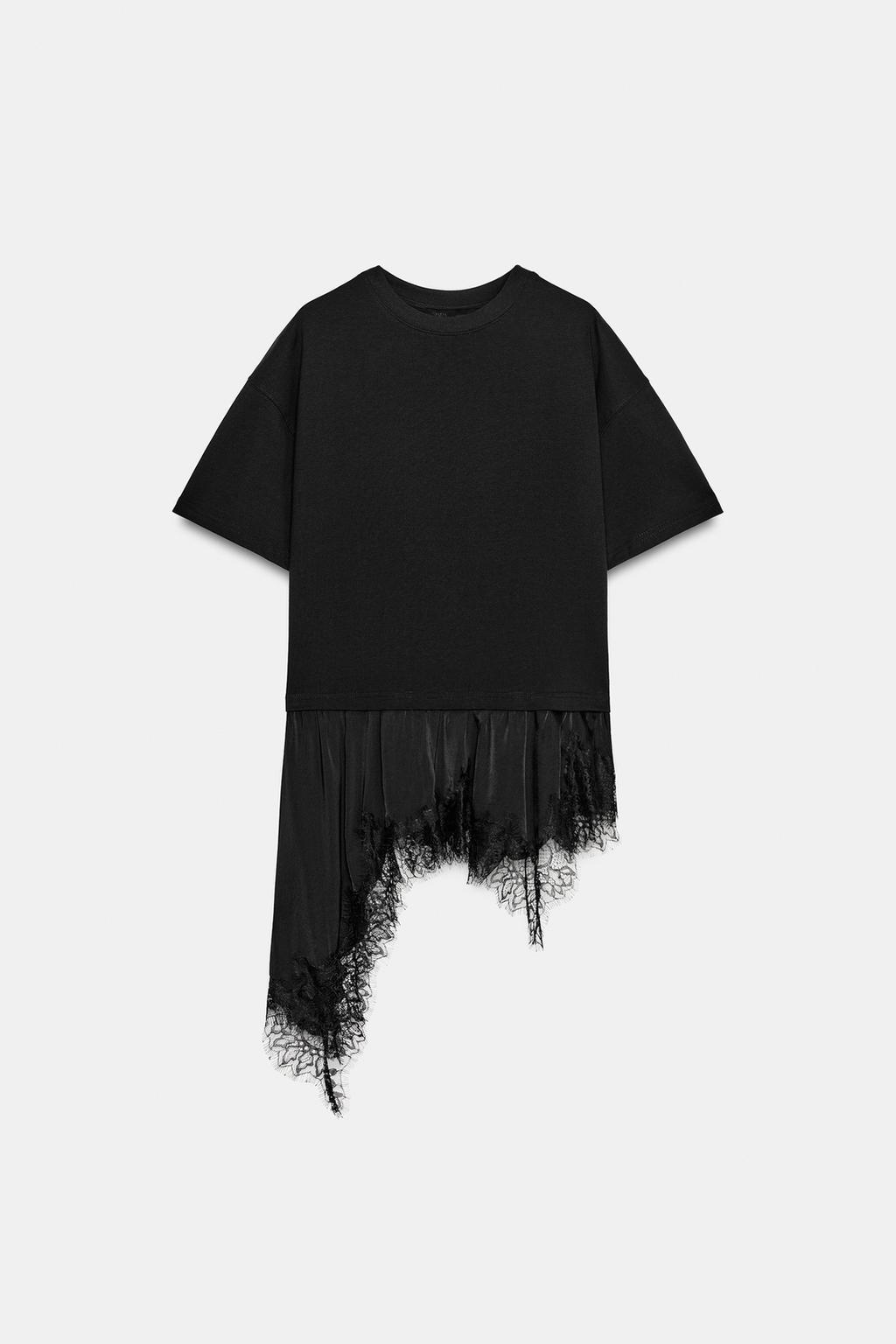 КОМБИНИРОВАННАЯ ФУТБОЛКА С КРУЖЕВОМ