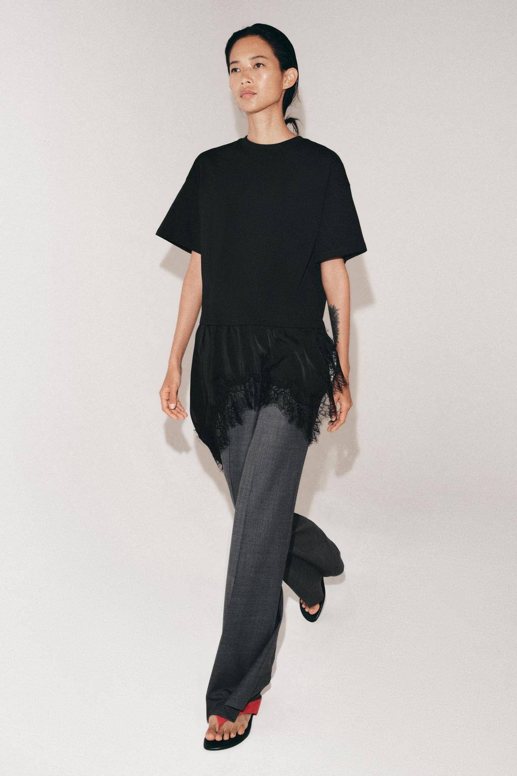 КОМБИНИРОВАННАЯ ФУТБОЛКА С КРУЖЕВОМ