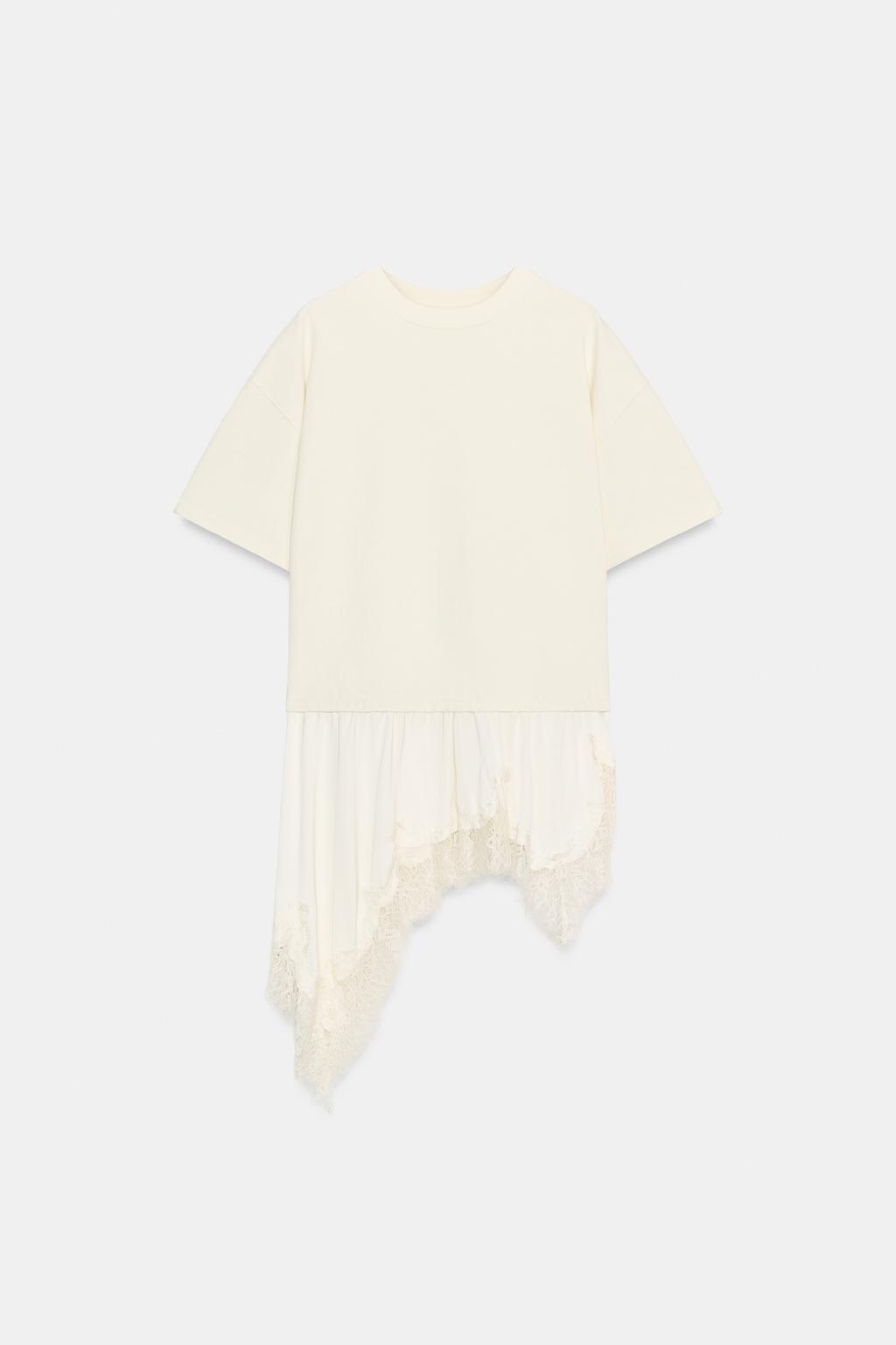 КОМБИНИРОВАННАЯ ФУТБОЛКА С КРУЖЕВОМ