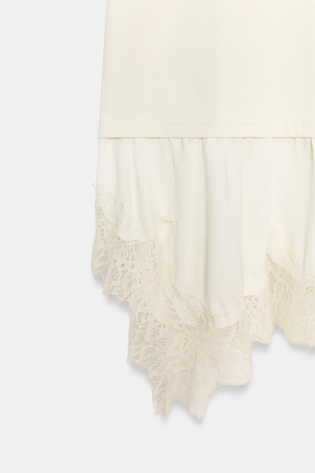 КОМБИНИРОВАННАЯ ФУТБОЛКА С КРУЖЕВОМ