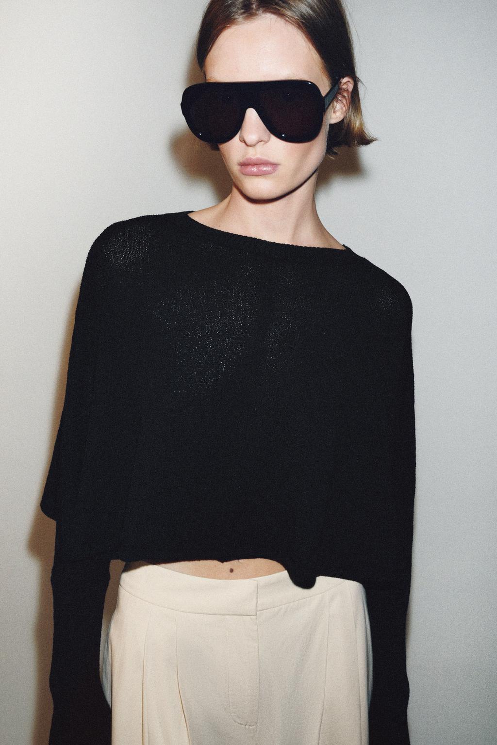 УКОРОЧЕННЫЙ СВИТЕР С РУКАВАМИ «ЛЕТУЧАЯ МЫШЬ»