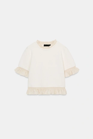 Свитер с короткими рукавами и контрастными деталями- Заказать в России