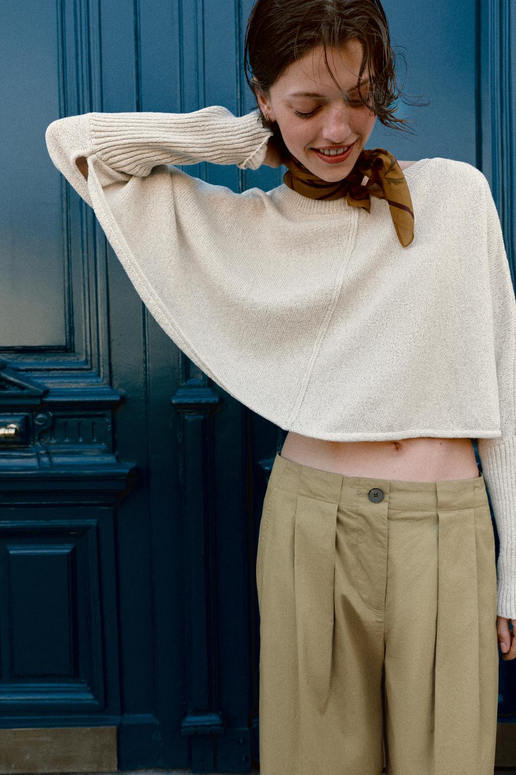 УКОРОЧЕННЫЙ СВИТЕР С РУКАВАМИ «ЛЕТУЧАЯ МЫШЬ»