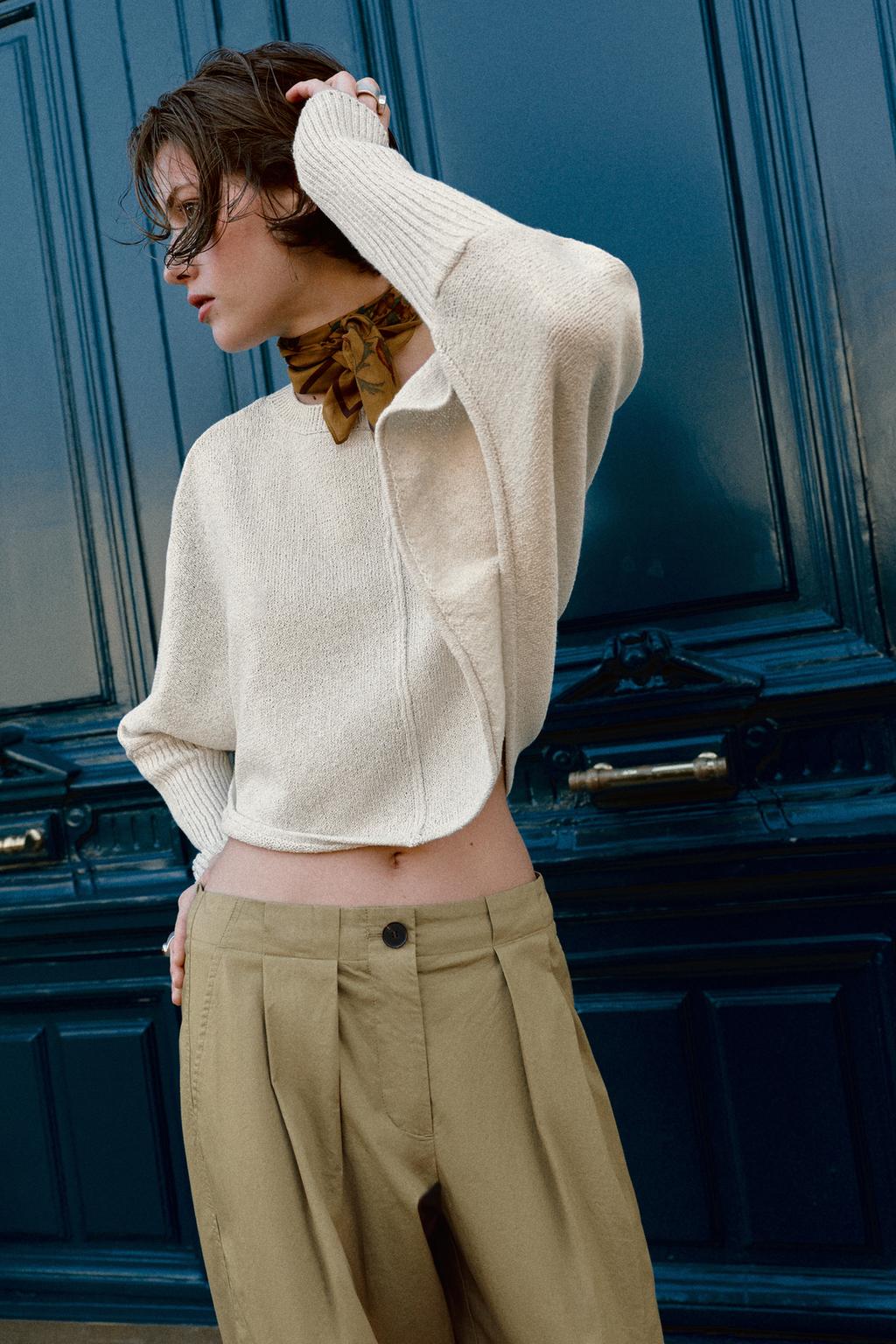 УКОРОЧЕННЫЙ СВИТЕР С РУКАВАМИ «ЛЕТУЧАЯ МЫШЬ»