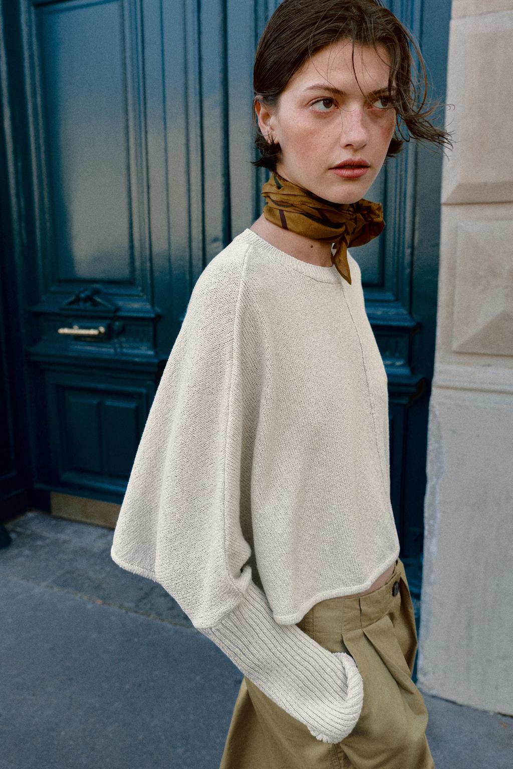 УКОРОЧЕННЫЙ СВИТЕР С РУКАВАМИ «ЛЕТУЧАЯ МЫШЬ»