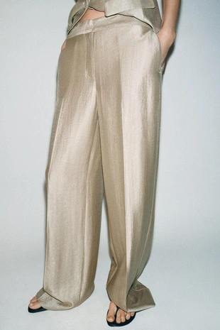 Брюки прямого кроя с высокой посадкой- Заказать в России