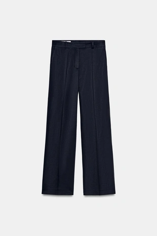 Брюки прямого кроя из смесового льна- Заказать в России