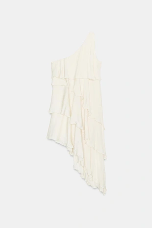 Платье миди с воланами и узлом- Заказать в России