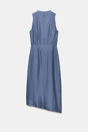 Платье миди без рукавов из льна- Заказать в России