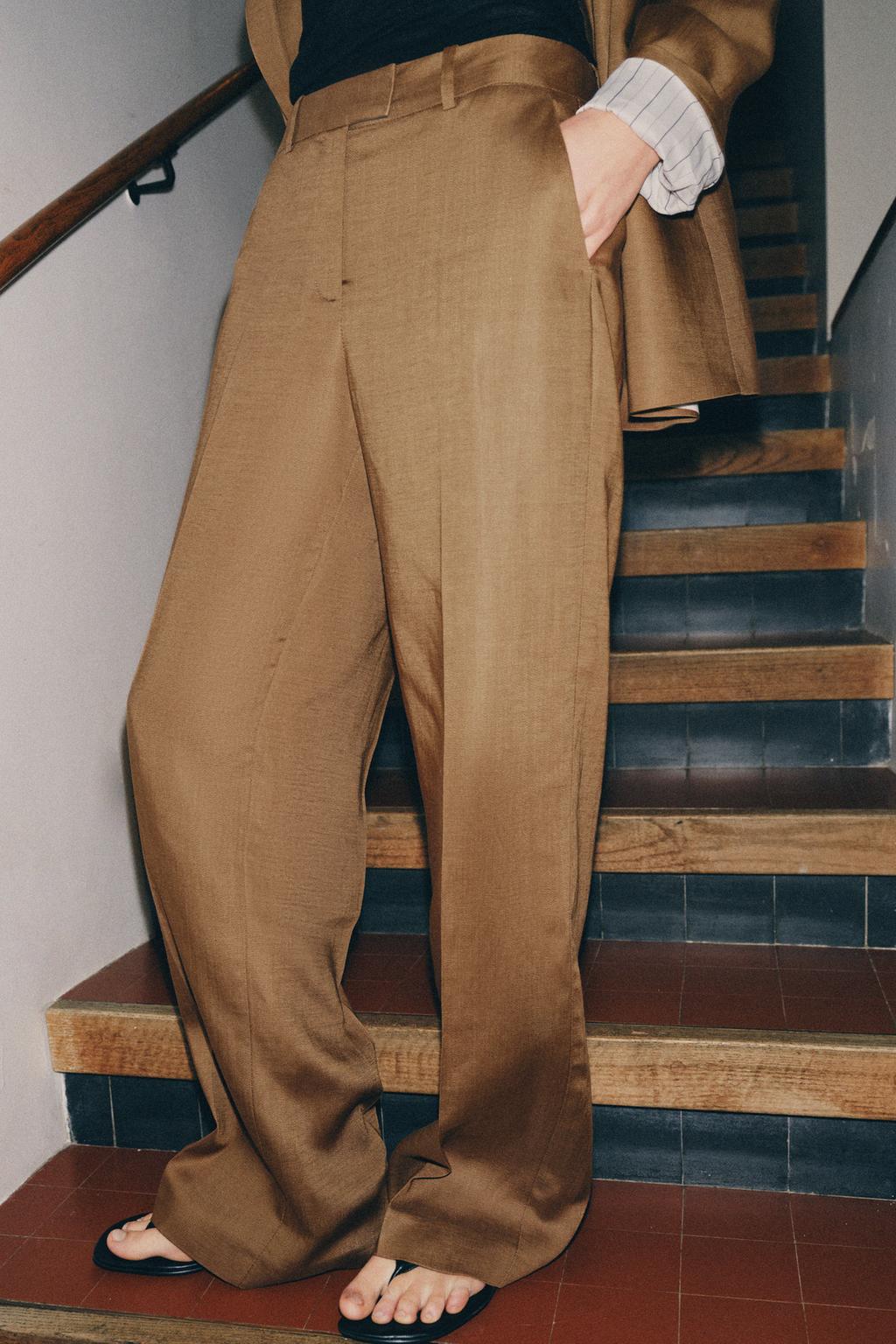 ПРЯМЫЕ БРЮКИ ИЗ СМЕСОВОГО ЛЬНА