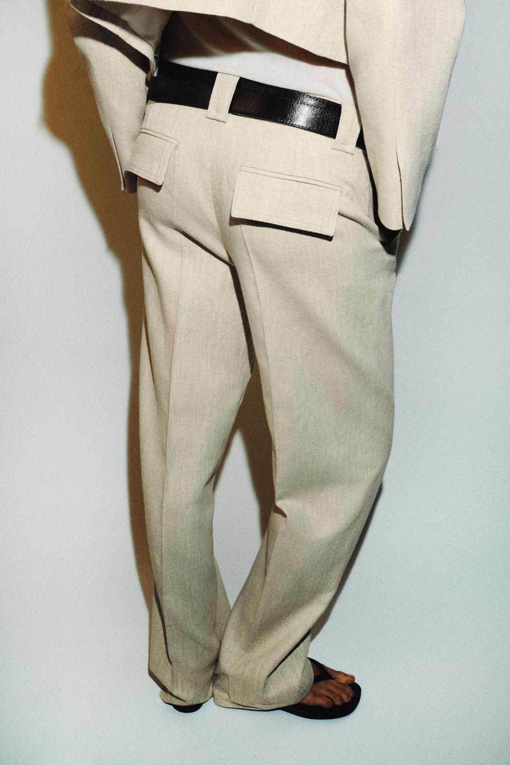 БРЮКИ ПРЯМОГО КРОЯ ИЗ ТКАНИ В СТИЛЕ РУСТИК