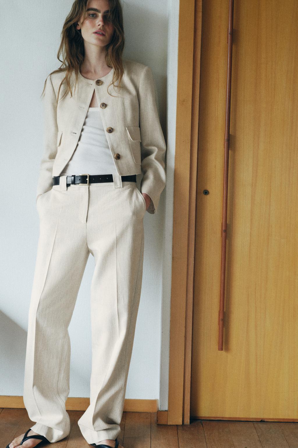 БРЮКИ ПРЯМОГО КРОЯ ИЗ ТКАНИ В СТИЛЕ РУСТИК