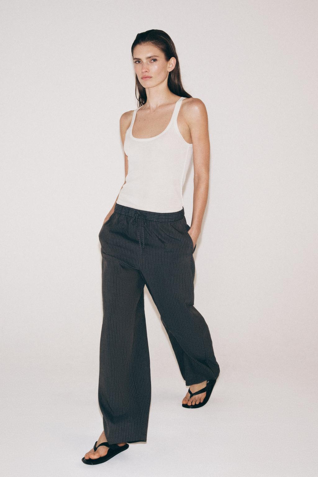 БРЮКИ В ПОЛОСКУ В ПИЖАМНОМ СТИЛЕ — коллекция Zara «ZW»