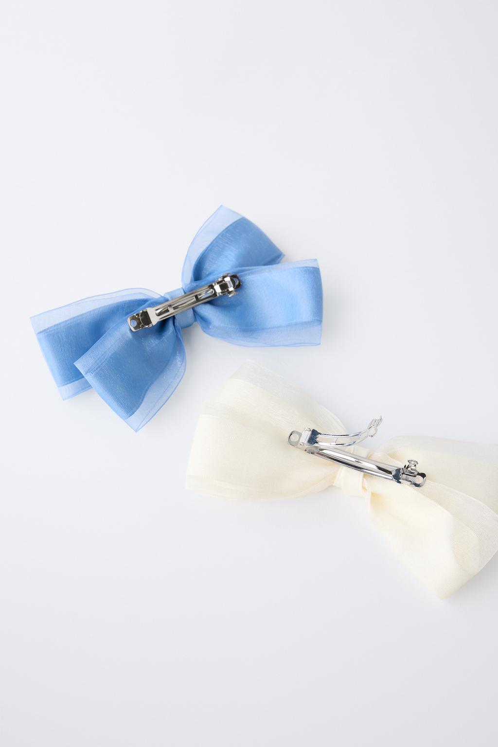 НАБОР ИЗ 2 ЗАКОЛОК С БАНТОМ ИЗ ОРГАНЗЫ