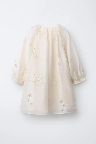 Платье с цветочной аппликацией и бусинами- Заказать в России