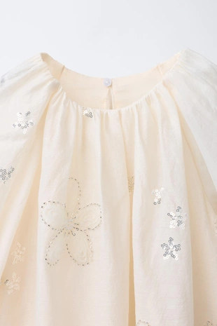 Платье с цветочной аппликацией и бусинами- Заказать в России