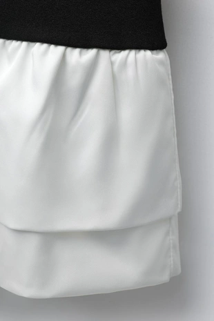 Комбинированное платье с воланами- Заказать в России