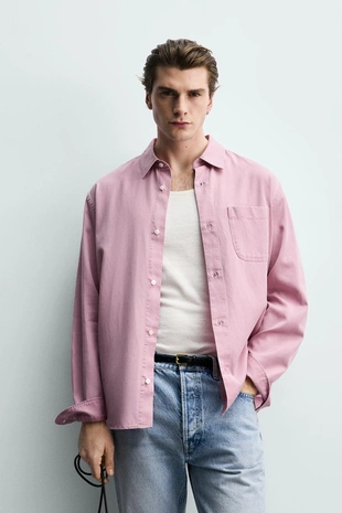 Рубашка стандартной посадки из лиоцелла и хлопка- Заказать в России