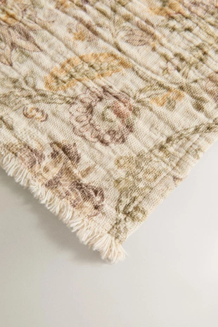 Плед из хлопка с цветочным принтом- Заказать в России