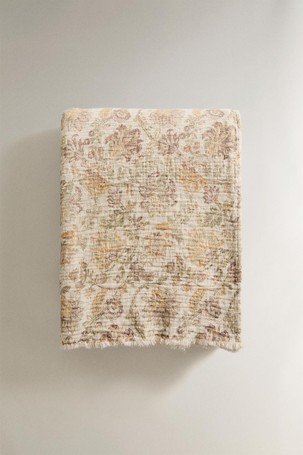 Плед из хлопка с цветочным принтом