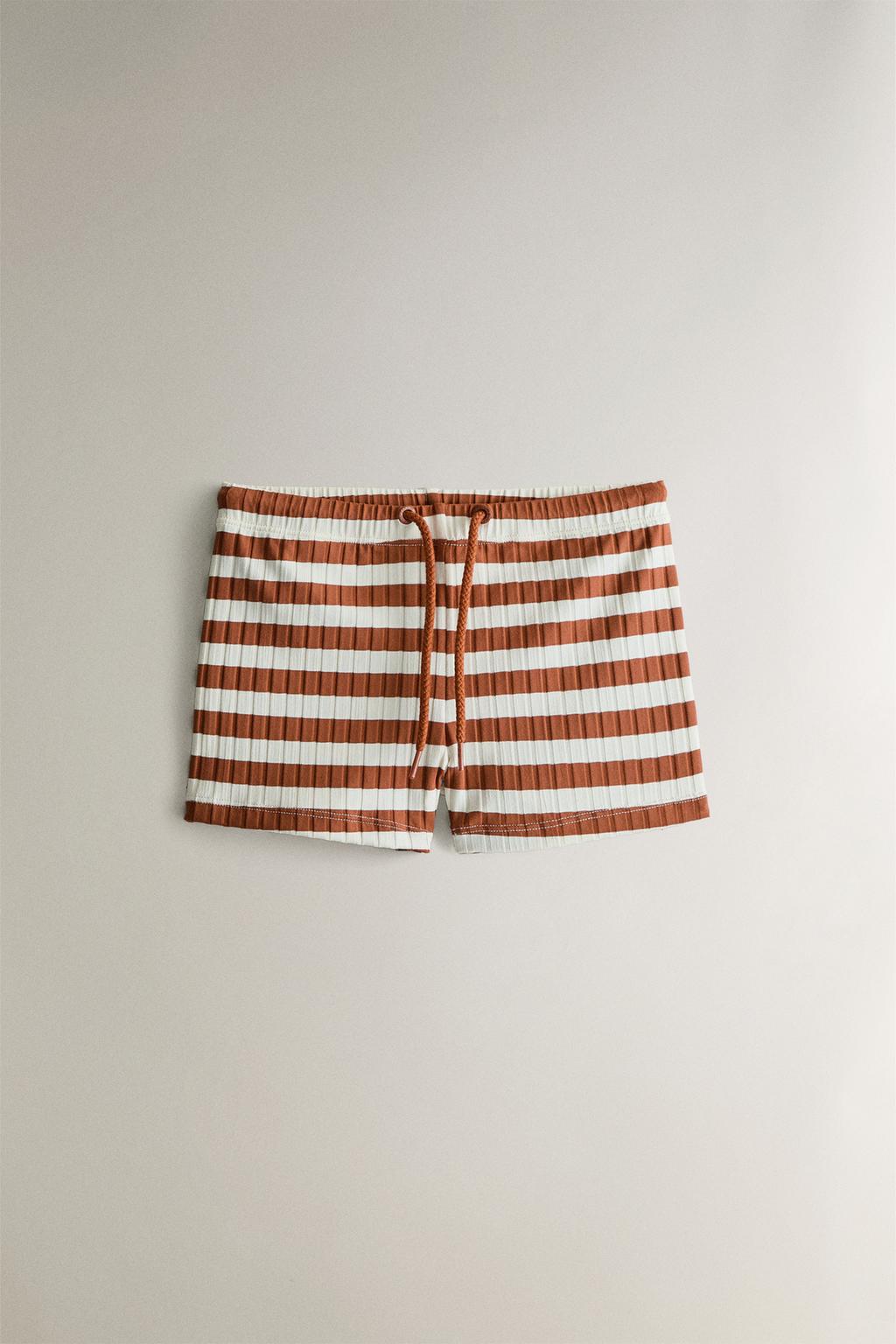 Детские полосатые пляжные бермуды для плавания