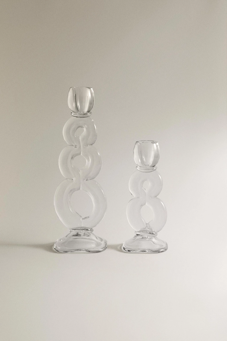 Декоративный подсвечник из стекла с дизайном сфер