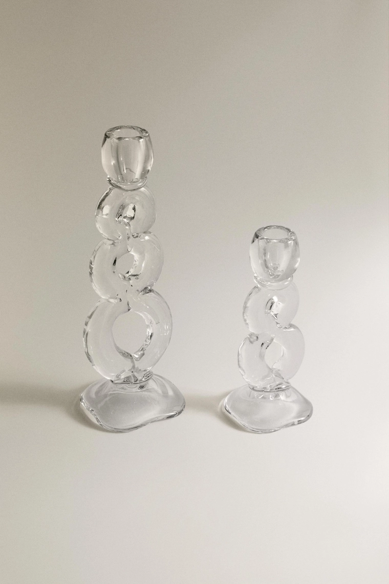 Декоративный подсвечник из стекла с дизайном сфер