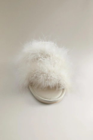 Тапочки-мюли с перьями- Заказать в России